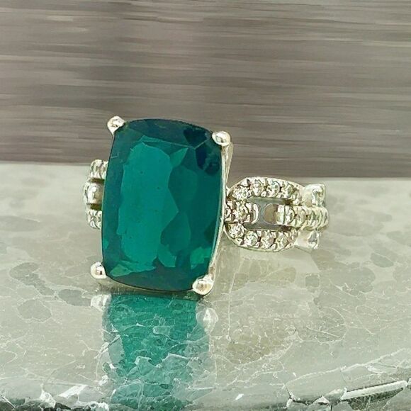 Natural Tourmaline Diamond Ring 6 14k W Gold 5 TCW Certified 304176 - Picture 12 of 14